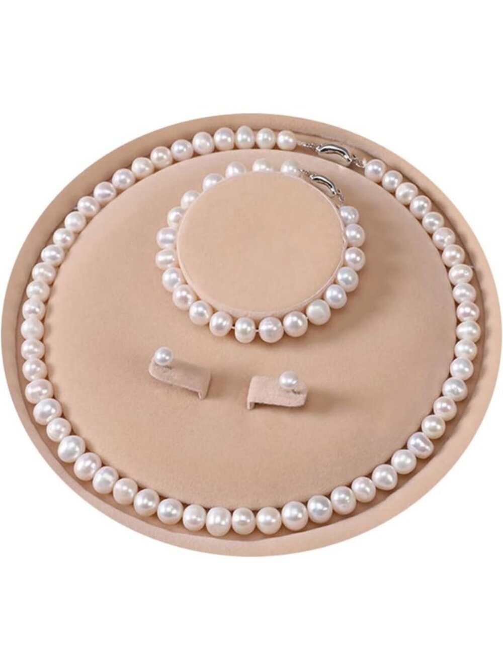 Elegant Freshwater Pearl Jewelry Set - Necklace, Bracelet & Earrings for Women